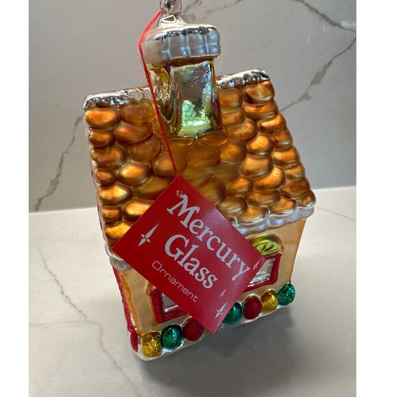 Gingerbread House Large  Mercury Glass Ornament - Picture 3 of 11